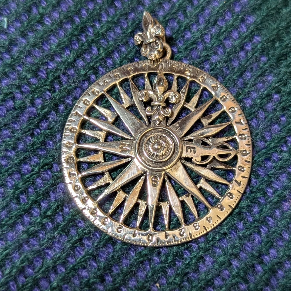 Compass Silver Fleur de Lis Accent Charm